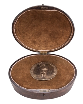 1930 Uruguay First World Cup Champions Large Bronze 8" Medal In Oversized 21x15x5" Olive Wood Presentation Box